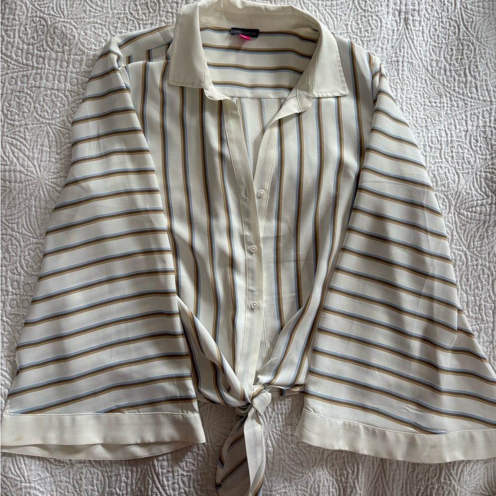 Vince Camuto Striped Tie-Front Blouse